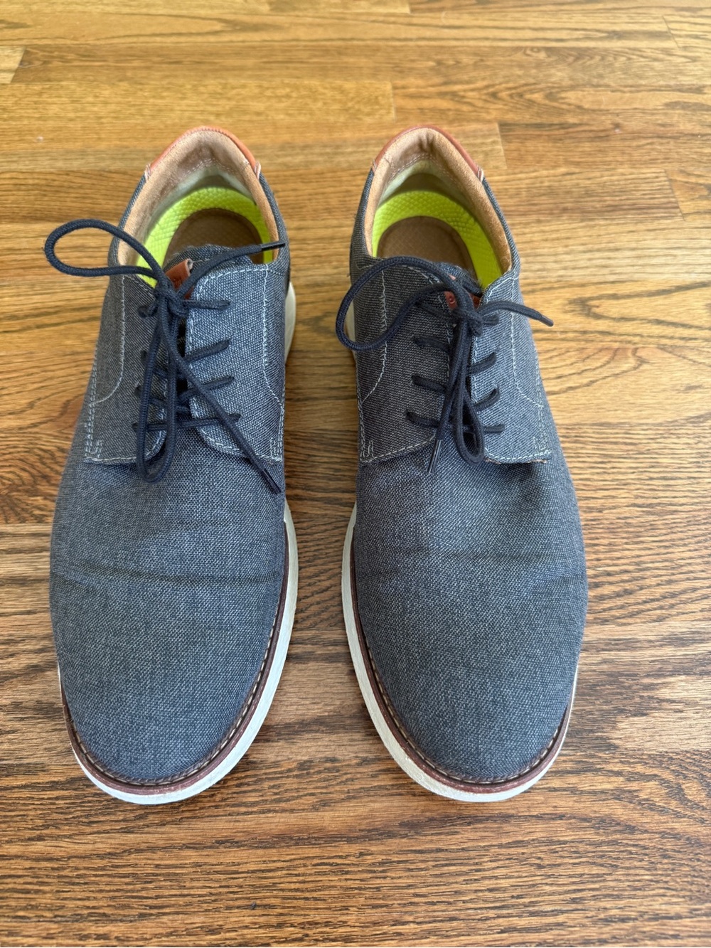 Florsheim Gray Canvas Plain Toe Oxfords Size 11 M
